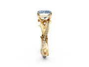 Solitaire Engagement Ring Setting for Fancy Blue Radiant Cut Center with Pave and Plain Crossover Band and Prong Head in Yellow Gold