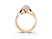 Halo Engagement Ring Setting for Marquise Center with Narrow Pave Split Shank and Prong Head in Rose Gold