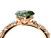 Cluster Engagement Ring Setting for Fancy Green Heart-Shaped Center with Round Cut Accent Band and Prong Head in Rose Gold