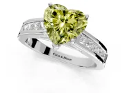 Solitaire Engagement Ring Setting for Fancy Yellow Heart-Shaped Center with Princess Cut Channel Band and Prong Head in Platinum
