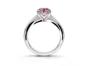 Solitaire Engagement Ring Setting for Fancy Pink Round Cut Center with Reverse Tapered Band and Prong Head in Sterling Silver