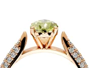 Solitaire Engagement Ring Setting for Fancy Yellow Pear-Shaped Center with Multi-Row Accents and Prong Head in Rose Gold