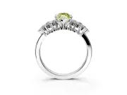 Cluster Engagement Ring Setting for Fancy Yellow Marquise Center with 2-Row Shoulder Clusters and Prong Head in Sterling Silver