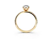 Solitaire Engagement Ring Setting for Marquise Center with Micro Pave Band and Prong Head in Yellow Gold