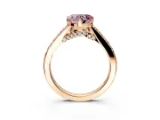 Solitaire Engagement Ring Setting for Fancy Pink Heart-Shaped Center with Crossover Accents and Prong Head in Rose Gold