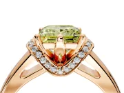 Solitaire Engagement Ring Setting for Fancy Yellow Princess Cut Center with Wide Band, Pave Collar and Prong Head in Rose Gold
