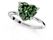 Minimalist Solitaire Engagement Ring Setting for Fancy Green Heart-Shaped Center with Thin Band and Prong Head in Platinum