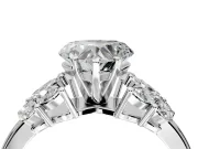 Leaf Cluster Engagement Ring Setting for Heart-Shaped Center with Marquise Accents and Prong Head in Platinum