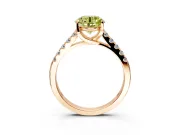 Solitaire Engagement Ring Setting for Fancy Yellow Round Cut Center with Partway Pave Band and Prong Head in Rose Gold