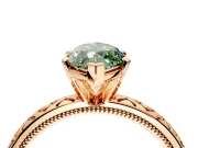 Solitaire Engagement Ring Setting for Fancy Green Marquise Center with Milgrain X Pattern Band and Prong Head in Rose Gold