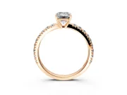Solitaire Engagement Ring Setting for Emerald Cut Center with Large Accent Band and Prong Head in Rose Gold