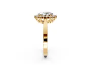 Starburst Halo Engagement Ring Setting for Oval Center with Flat Cathedral Band and Prong Head in Yellow Gold