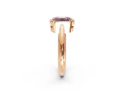 Halo Engagement Ring Setting for Fancy Pink Emerald Cut Center with Tapered Plain Band and Prong Head in Rose Gold