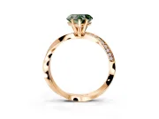 Side Accent Engagement Ring Setting for Fancy Green Heart-Shaped Center with Accent Shoulders and Prong Head in Rose Gold
