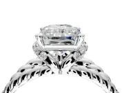 Halo Engagement Ring Setting for Radiant Cut Center with Rope Twist Split Shank and Prong Head in Sterling Silver