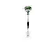 Hidden Halo Engagement Ring Setting for Fancy Green Cushion Cut Center with Thin Round-Wire Band and Prong Head in White Gold