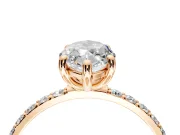 Solitaire Engagement Ring Setting for Marquise Center with Pave Accents and Prong Head in Rose Gold