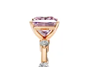 Solitaire Engagement Ring Setting for Fancy Pink Princess Cut Center with Bezel Station Band and Prong Head in Rose Gold