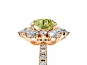 Floral Halo Engagement Ring Setting for Fancy Yellow Round Cut Center with Pave Accents and Prong Head in Rose Gold