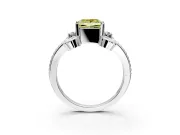 Solitaire Engagement Ring Setting for Fancy Yellow Princess Cut Center with Twisted Band and Scroll Prong Head in Platinum