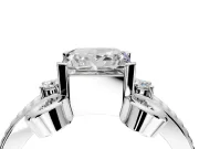 Solitaire Engagement Ring Setting for Princess Cut Center with Twisted Band and Scroll Prong Head in Sterling Silver