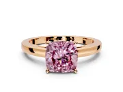 Solitaire Engagement Ring Setting for Fancy Pink Cushion Cut Center with Basket Rail and Prong Head in Rose Gold
