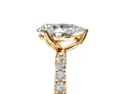 Solitaire Engagement Ring Setting for Pear-Shaped Center with Fine Pave Accents and Prong Head in Yellow Gold