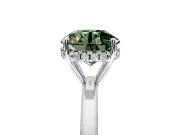 Solitaire Engagement Ring Setting for Fancy Green Round Cut Center with Fine Wire Band and Prong Head in Platinum