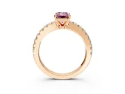 Solitaire Engagement Ring Setting for Fancy Pink Emerald Cut Center with Single Row Accent Band and Prong Head in Rose Gold