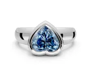 Solitaire Engagement Ring Setting for Fancy Blue Heart-Shaped Center with Wide Band and Bezel Head in Platinum