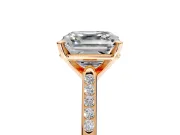 Solitaire Engagement Ring Setting for Asscher Cut Center with Channel Accents and Prong Head in Rose Gold
