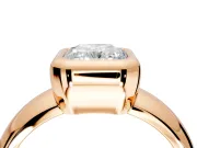 Solitaire Engagement Ring Setting for Radiant Cut Center with Wide Band and Bezel Head in Rose Gold