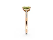 Solitaire Engagement Ring Setting for Fancy Yellow Emerald Cut Center with Channel Accents and Prong Head in Rose Gold