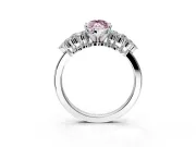 Cluster Engagement Ring Setting for Fancy Pink Marquise Center with 2-Row Shoulder Clusters and Prong Head in Platinum