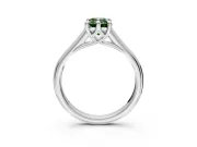 Solitaire Engagement Ring Setting for Fancy Green Emerald Cut Center with Cathedral Band and Prong Head in Sterling Silver
