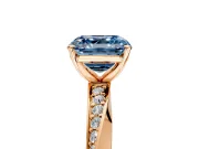 Side Accent Engagement Ring Setting for Fancy Blue Asscher Cut Center with Accent Shoulders and Prong Head in Rose Gold