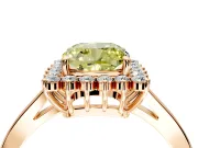 Starburst Halo Engagement Ring Setting for Fancy Yellow Cushion Cut Center with Flat Cathedral Band and Prong Head in Rose Gold