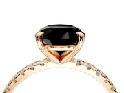 Solitaire Engagement Ring Setting for Fancy Black Round Cut Center with Fine Pave Narrow Band and Prong Head in Rose Gold