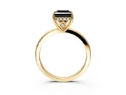 Solitaire Engagement Ring Setting for Fancy Black Princess Cut Center with Fine Wire Band and Prong Head in Yellow Gold