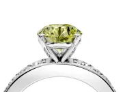 Solitaire Engagement Ring Setting for Fancy Yellow Round Cut Center with Channel-Set Accents and Prong Head in Platinum