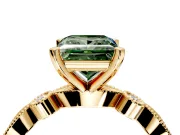 Solitaire Engagement Ring Setting for Fancy Green Princess Cut Center with Milgrain Bezel Accents and Prong Head in Yellow Gold