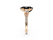 3 Stone Engagement Ring Setting for Fancy Black Marquise Center with Crossover Basket, Pave Band and Prong Head in Rose Gold