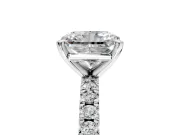 Solitaire Engagement Ring Setting for Radiant Cut Center with Fine Pave Band and Claw Prong Head in White Gold