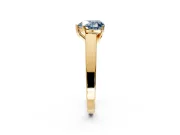 Solitaire Engagement Ring Setting for Fancy Blue Heart-Shaped Center with Tapered Split Shoulders and Prong Head in Yellow Gold
