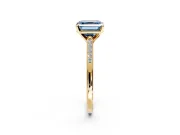 Solitaire Engagement Ring Setting for Fancy Blue Asscher Cut Center with Channel Accents and Prong Head in Yellow Gold