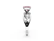 Solitaire Engagement Ring Setting for Fancy Pink Radiant Cut Center with Criss-Cross Accent Band and Prong Head in Platinum