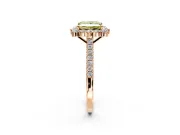 Halo Engagement Ring Setting for Fancy Yellow Princess Cut Center with Single-Row Pave, Open Basket and Prong Head in Rose Gold