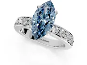 Solitaire Engagement Ring Setting for Fancy Blue Marquise Center with Channel-Set Accents and Prong Head in Sterling Silver