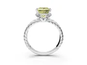 Halo Engagement Ring Setting for Fancy Yellow Princess Cut Center with Rope Twist Split Shank and Prong Head in White Gold