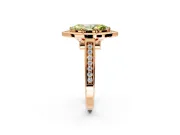 Halo Engagement Ring Setting for Fancy Yellow Marquise Center with Outer Bezel Rim, Pave Band and Prong Head in Rose Gold